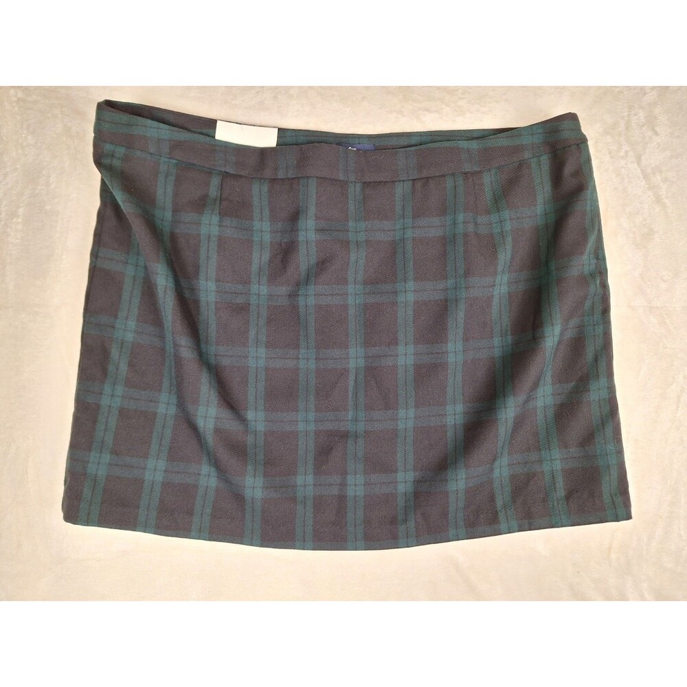 Gap Skirt Womens 18 Y2K 90s Plaid Mini Retro Schoolgirl Lined Black Green NWT